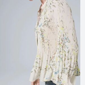 WHBM Pleated Tie Neck Blouse - size L